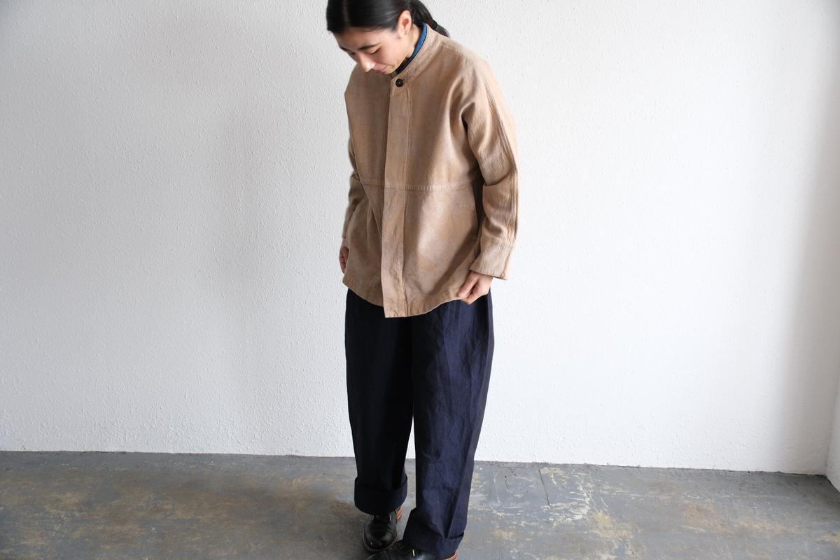 MITTAN / 綿絹麻ジャカードジャケット 薄茶 JK-58 / unisex