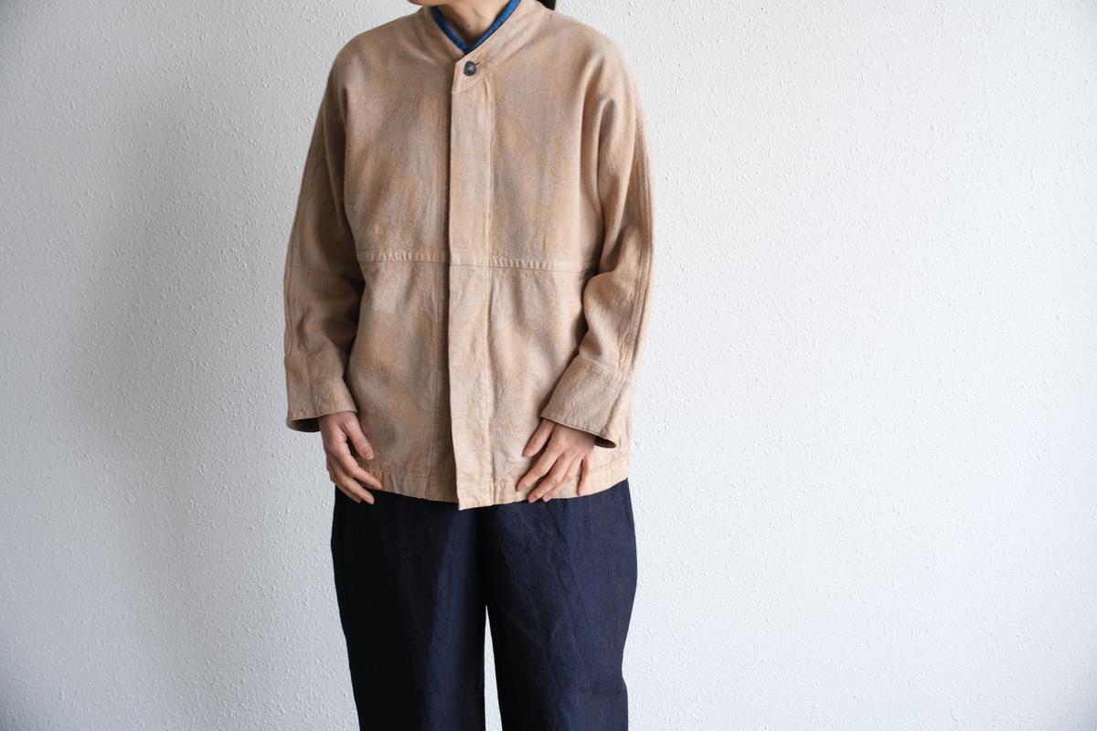 MITTAN / 綿絹麻ジャカードジャケット 薄茶 JK-58 / unisex