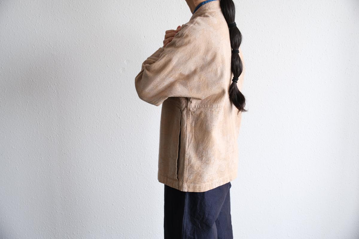 MITTAN / 綿絹麻ジャカードジャケット 薄茶 JK-58 / unisex