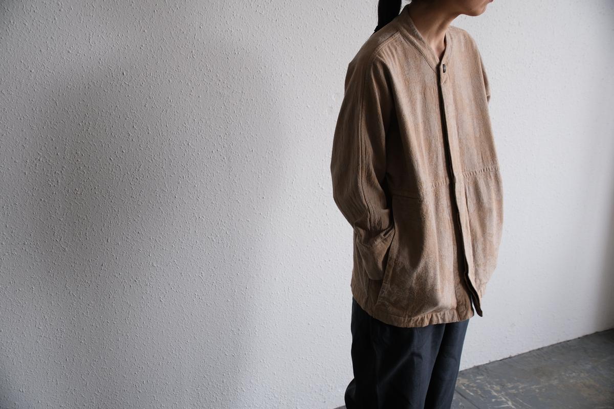MITTAN / 綿絹麻ジャカードジャケット 薄茶 JK-58 / unisex