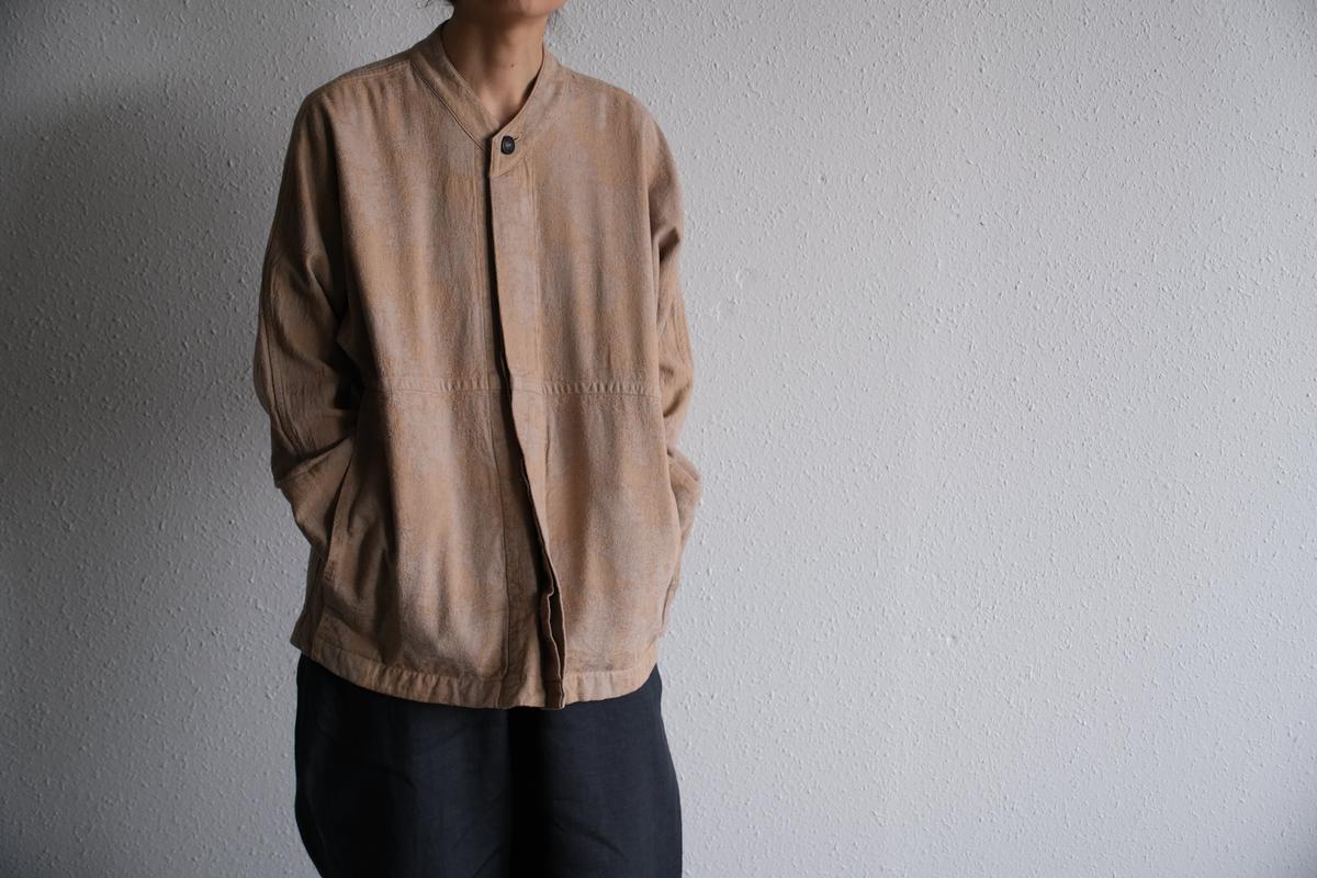 MITTAN / 綿絹麻ジャカードジャケット 薄茶 JK-58 / unisex