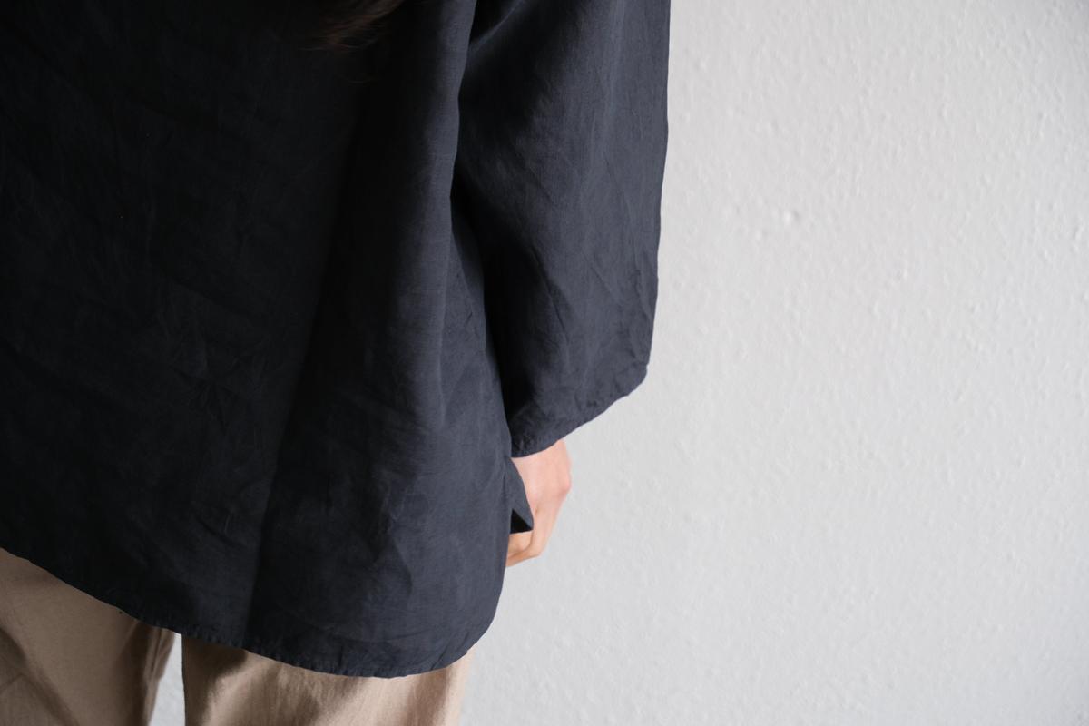 MITTAN / 大麻長袖プルオーバー 高密度 墨黒 SH-131 / unisex