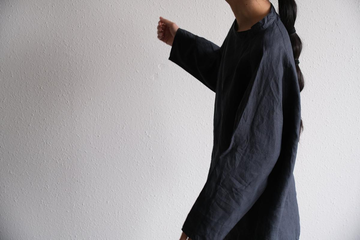 MITTAN / 大麻長袖プルオーバー 高密度 墨黒 SH-131 / unisex