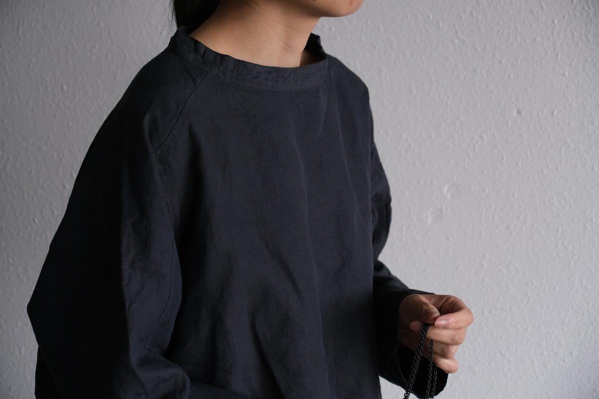 MITTAN / 大麻長袖プルオーバー 高密度 墨黒 SH-131 / unisex