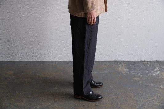 MITTAN / 麻綿高密度ロングパンツ 墨黒 PT-104 / unisex