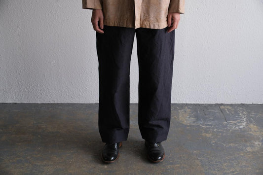 MITTAN / 麻綿高密度ロングパンツ 墨黒 PT-104 / unisex