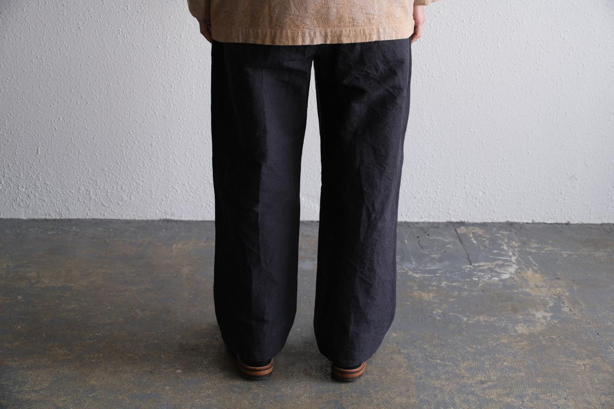 MITTAN / 麻綿高密度ロングパンツ 墨黒 PT-104 / unisex