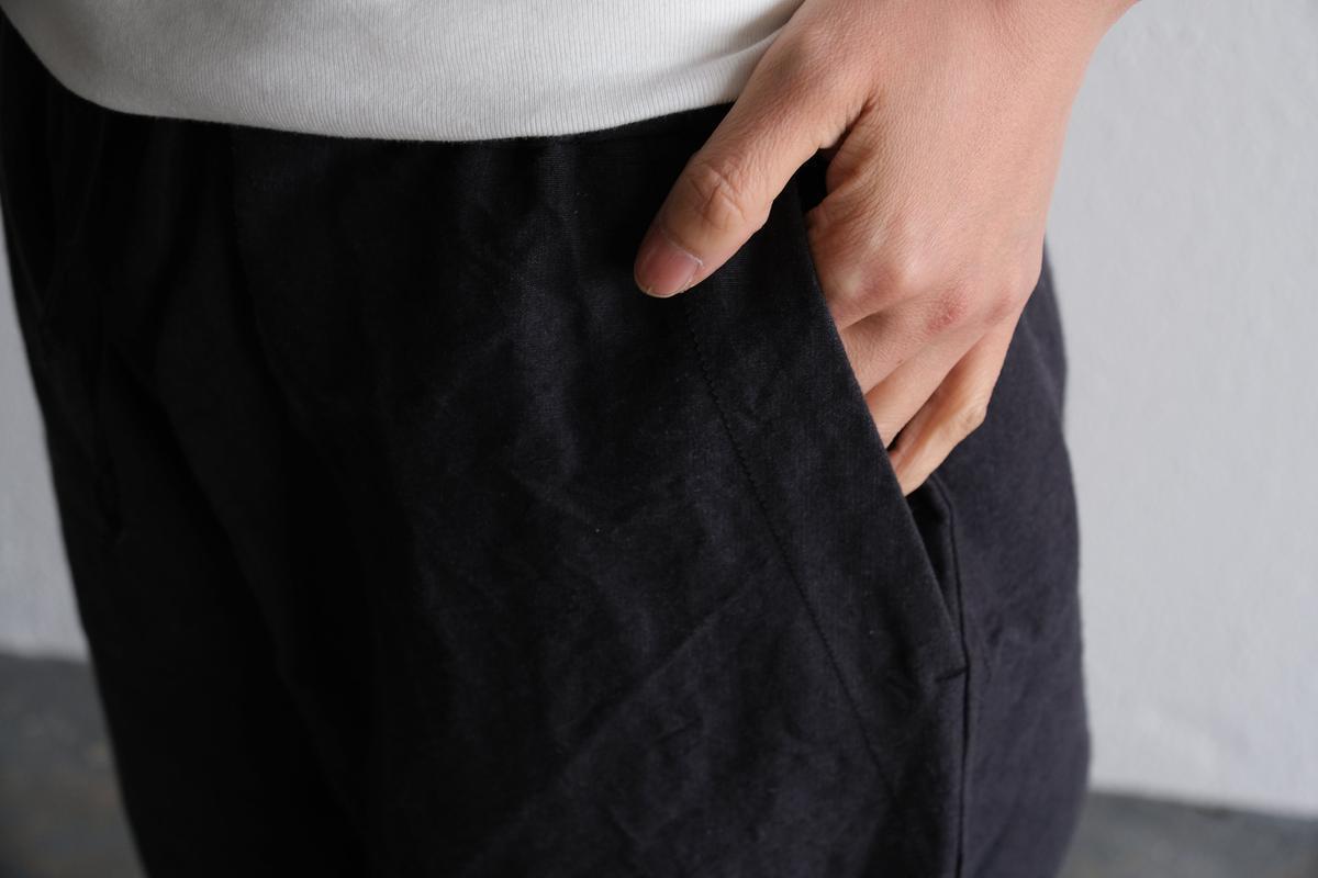 MITTAN / 麻綿高密度ロングパンツ 墨黒 PT-104 / unisex