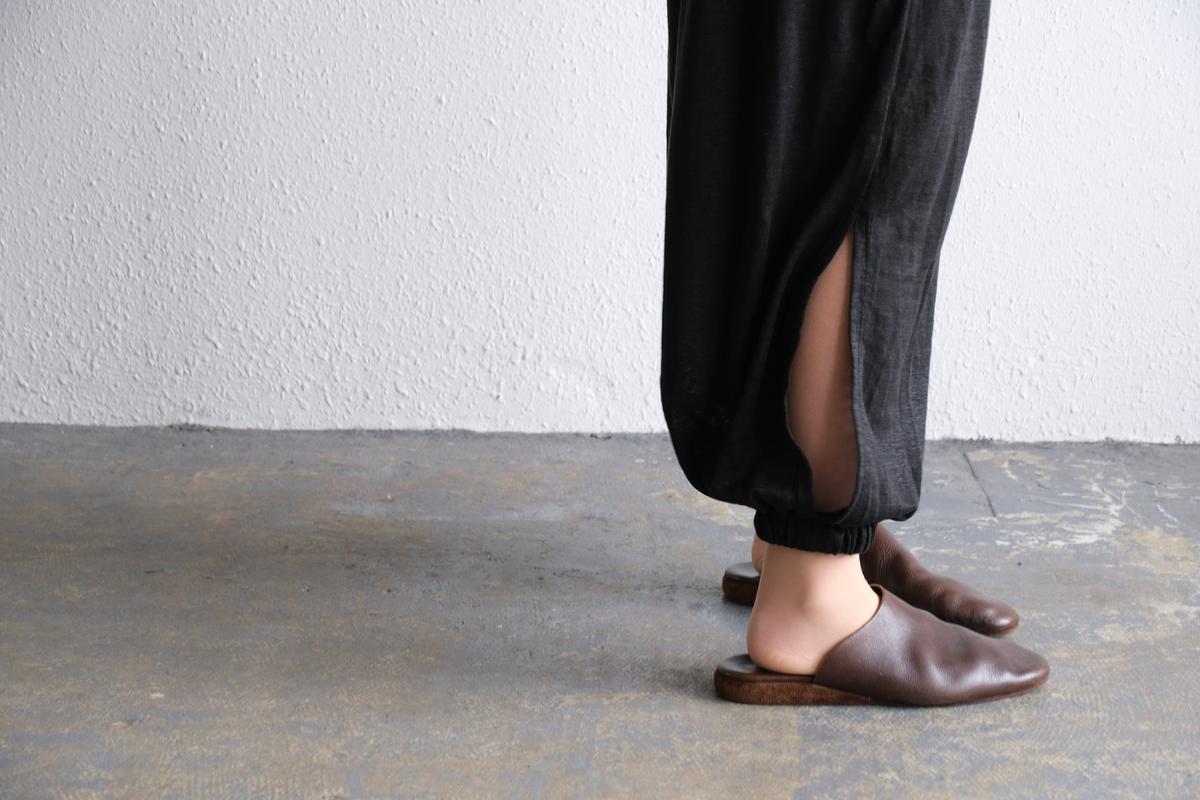 enrica linenknit slitpants｜black