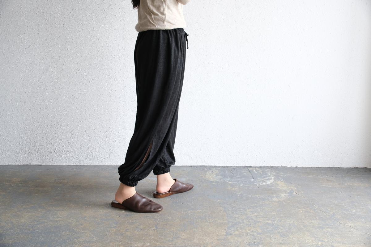 enrica linenknit slitpants｜black