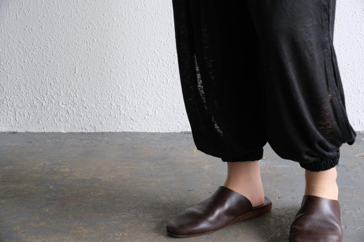 enrica linenknit slitpants｜black