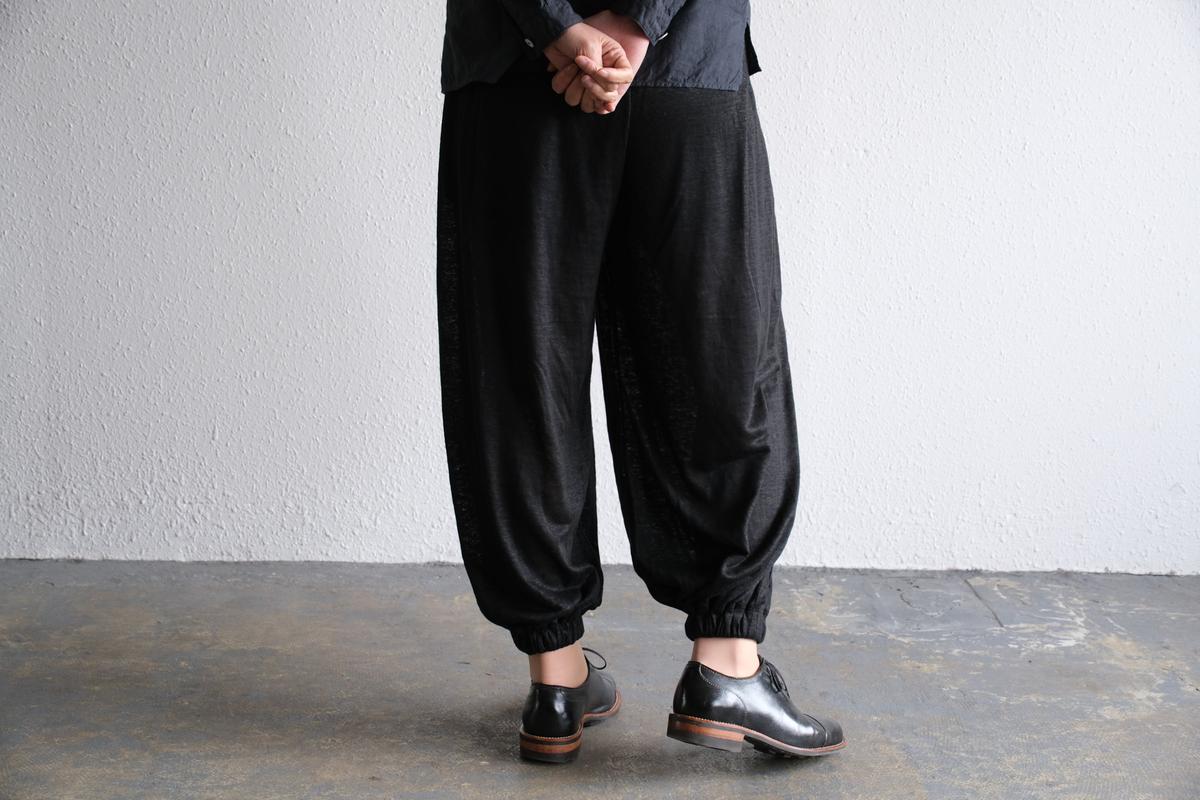 enrica linenknit slitpants｜black