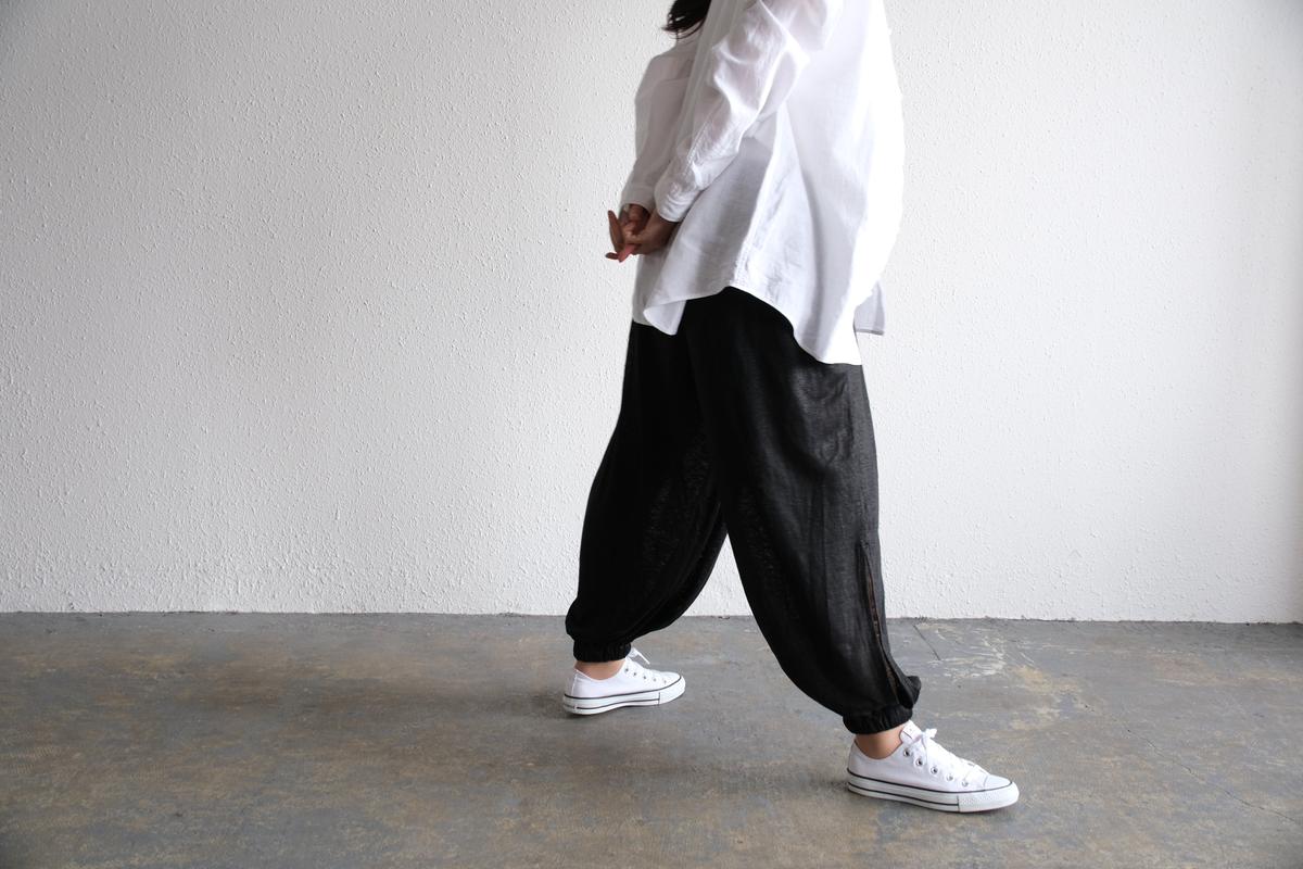 enrica linenknit slitpants｜black