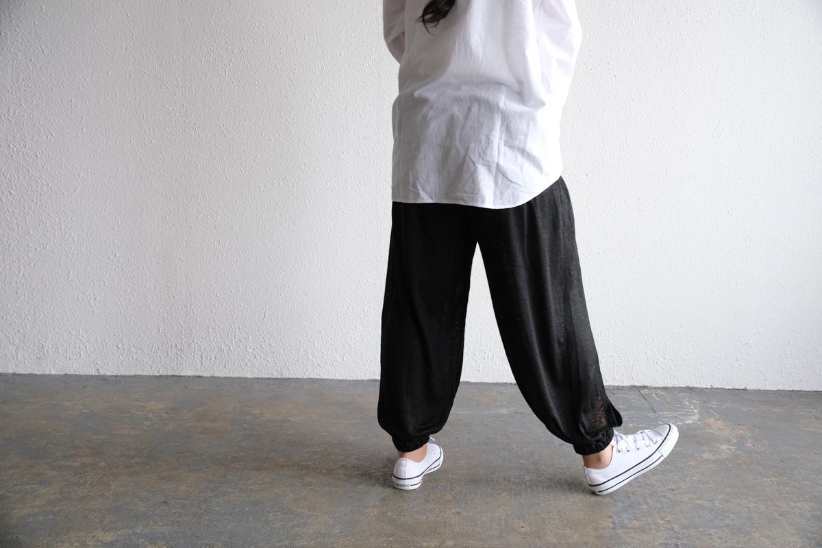 enrica linenknit slitpants｜black