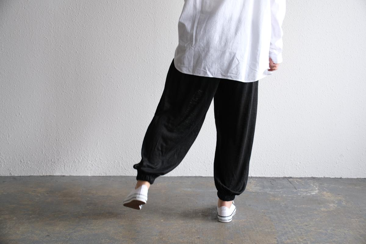 enrica linenknit slitpants｜black