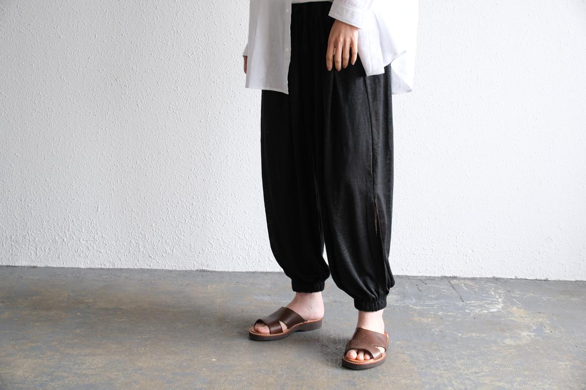 enrica linenknit slitpants｜black