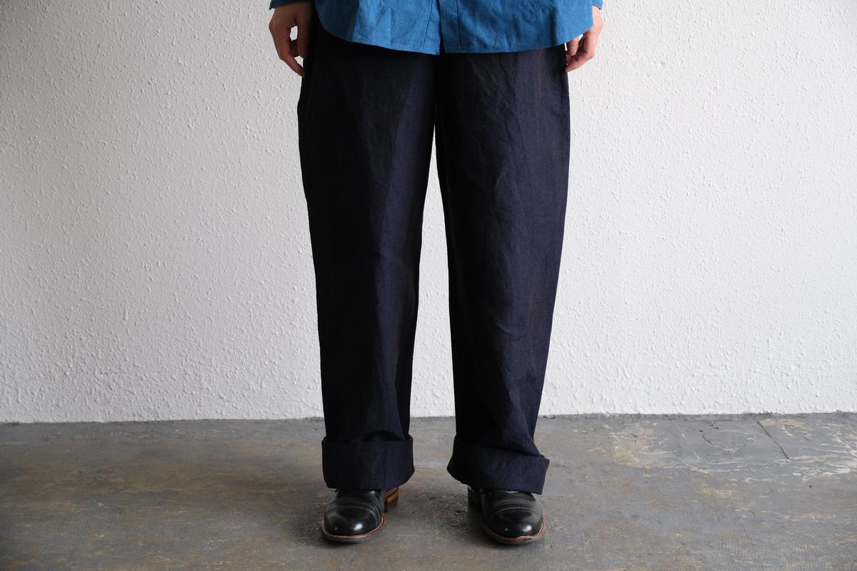 MITTAN / 麻綿高密度ロングパンツ 墨黒 PT-104 / unisex