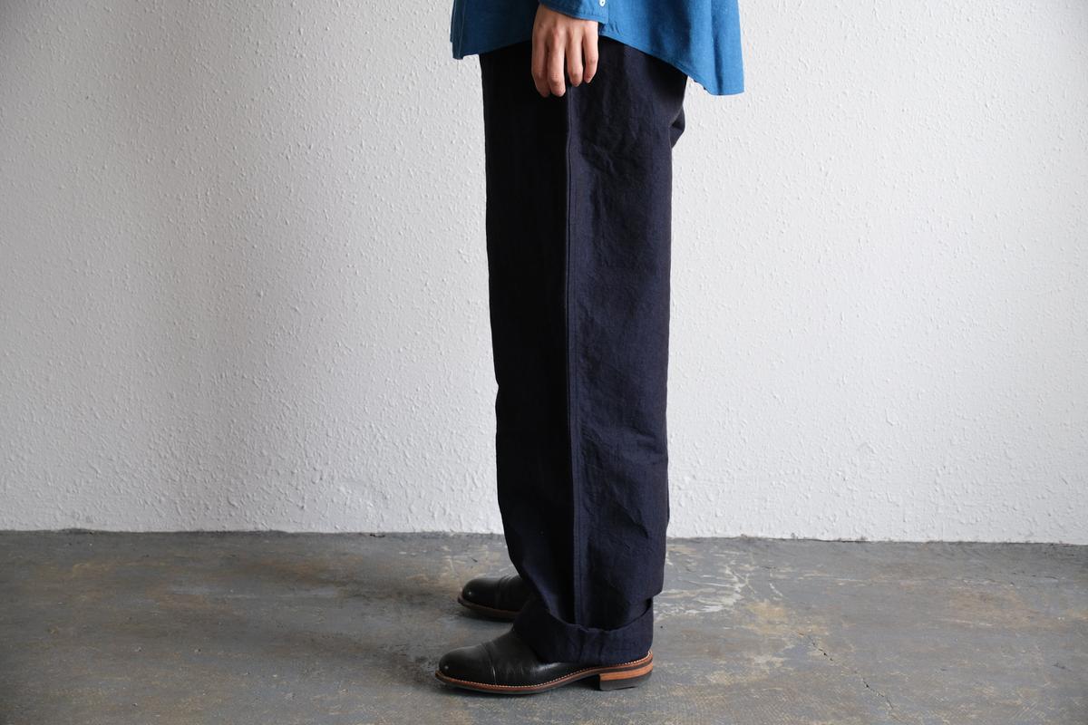 MITTAN / 麻綿高密度ロングパンツ 墨黒 PT-104 / unisex