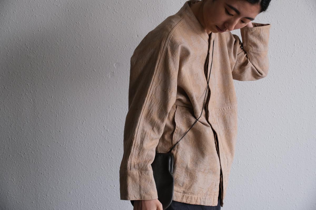 MITTAN / 綿絹麻ジャカードジャケット 薄茶 JK-58 / unisex