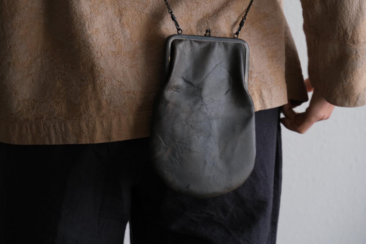 レザーショルダーポーチ frame porch SHC-301 ＜鹿革 black＞