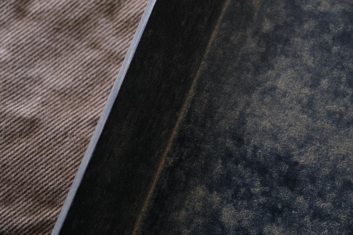 一閑張四角盆 寄竹