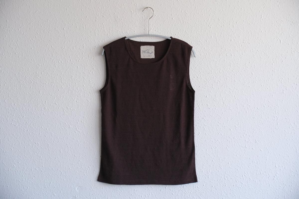 リネンコットンアンダーウェア ノースリーブ｜レディース｜ダークブラウン