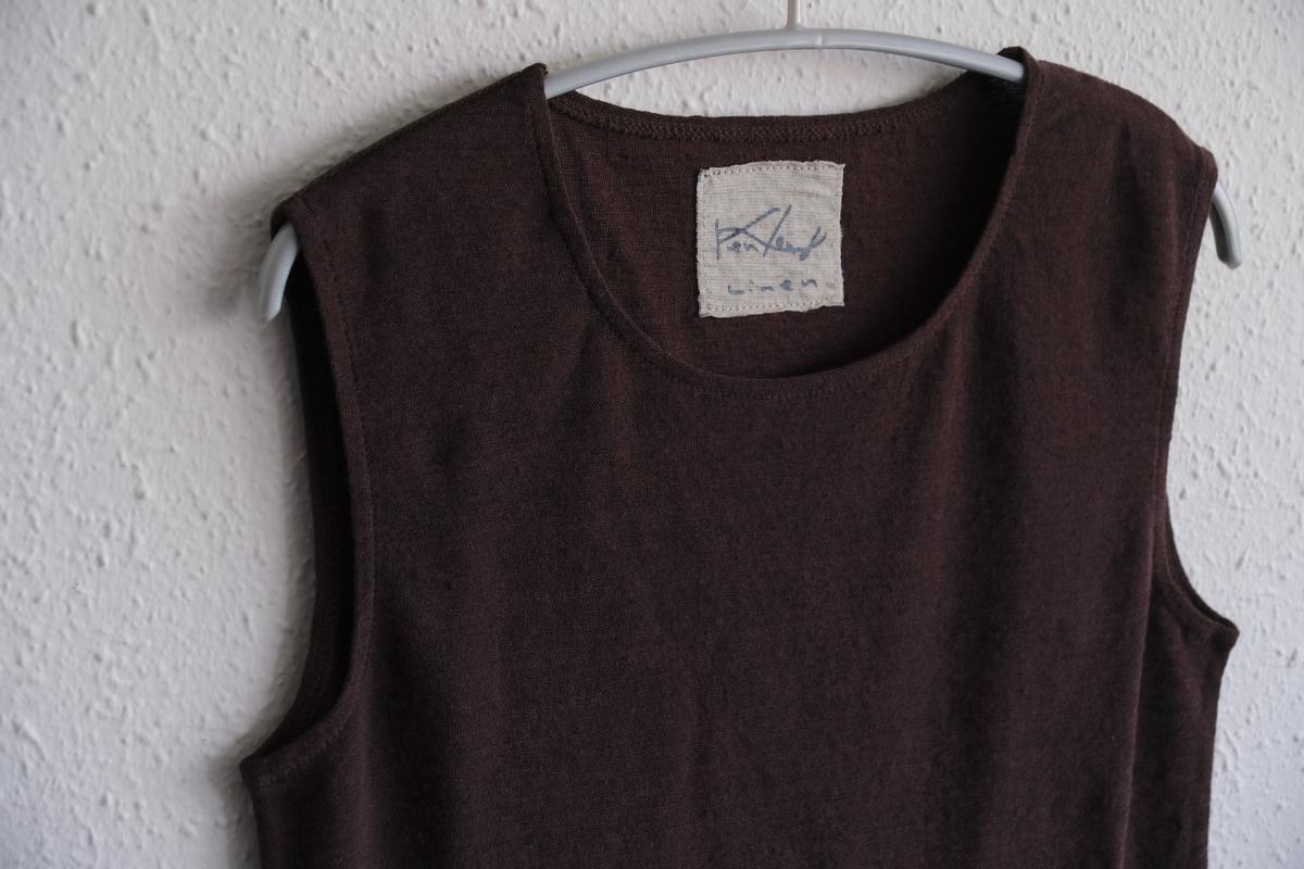 リネンコットンアンダーウェア ノースリーブ｜レディース｜ダークブラウン