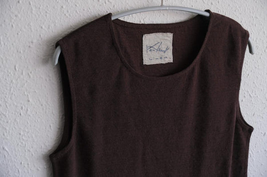 リネンコットンアンダーウェア ノースリーブ|レディース|ダークブラウン