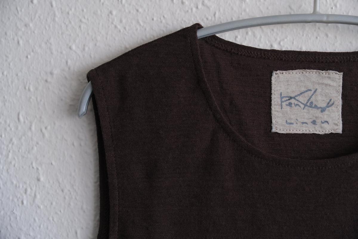 リネンコットンアンダーウェア ノースリーブ｜レディース｜ダークブラウン