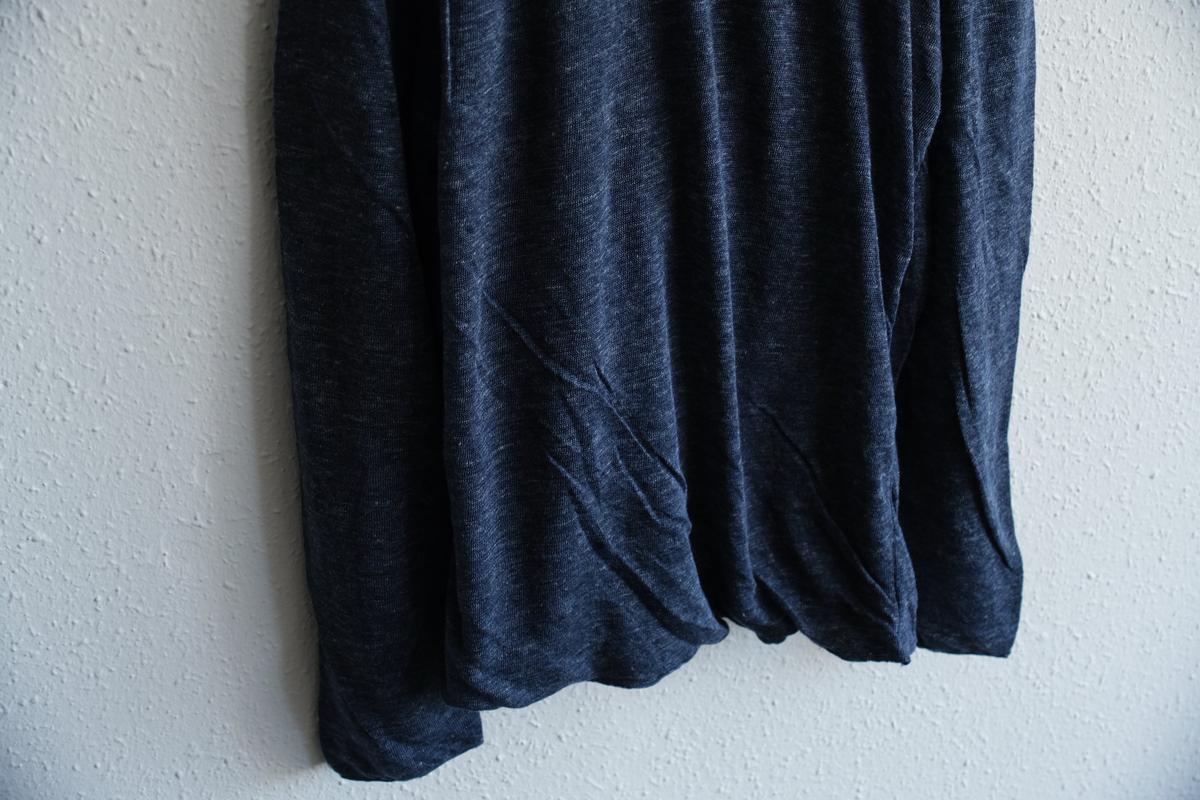 リネンニット タートルネック長袖二重プルオーバー｜メンズ｜ダークネイビー