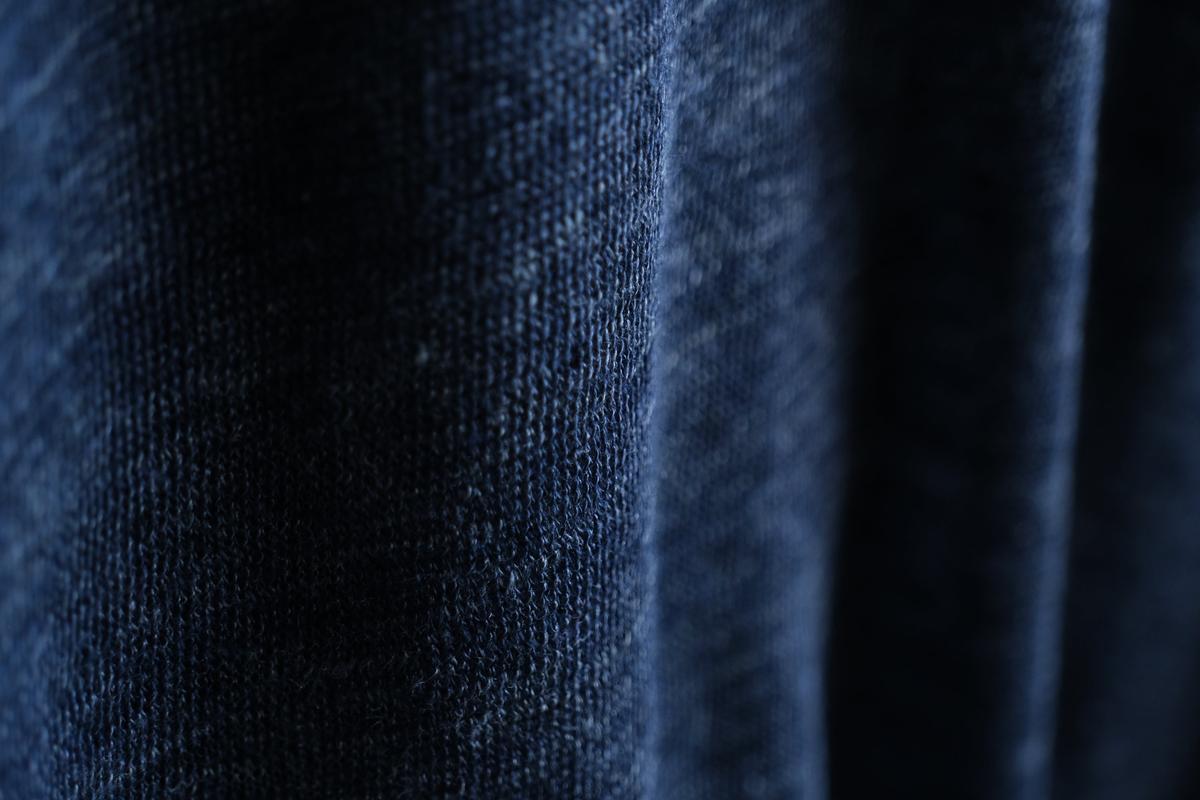 リネンニット タートルネック長袖二重プルオーバー｜メンズ｜ダークネイビー