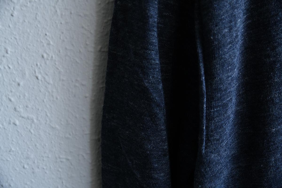 リネンニット タートルネック長袖二重プルオーバー｜メンズ｜ダークネイビー