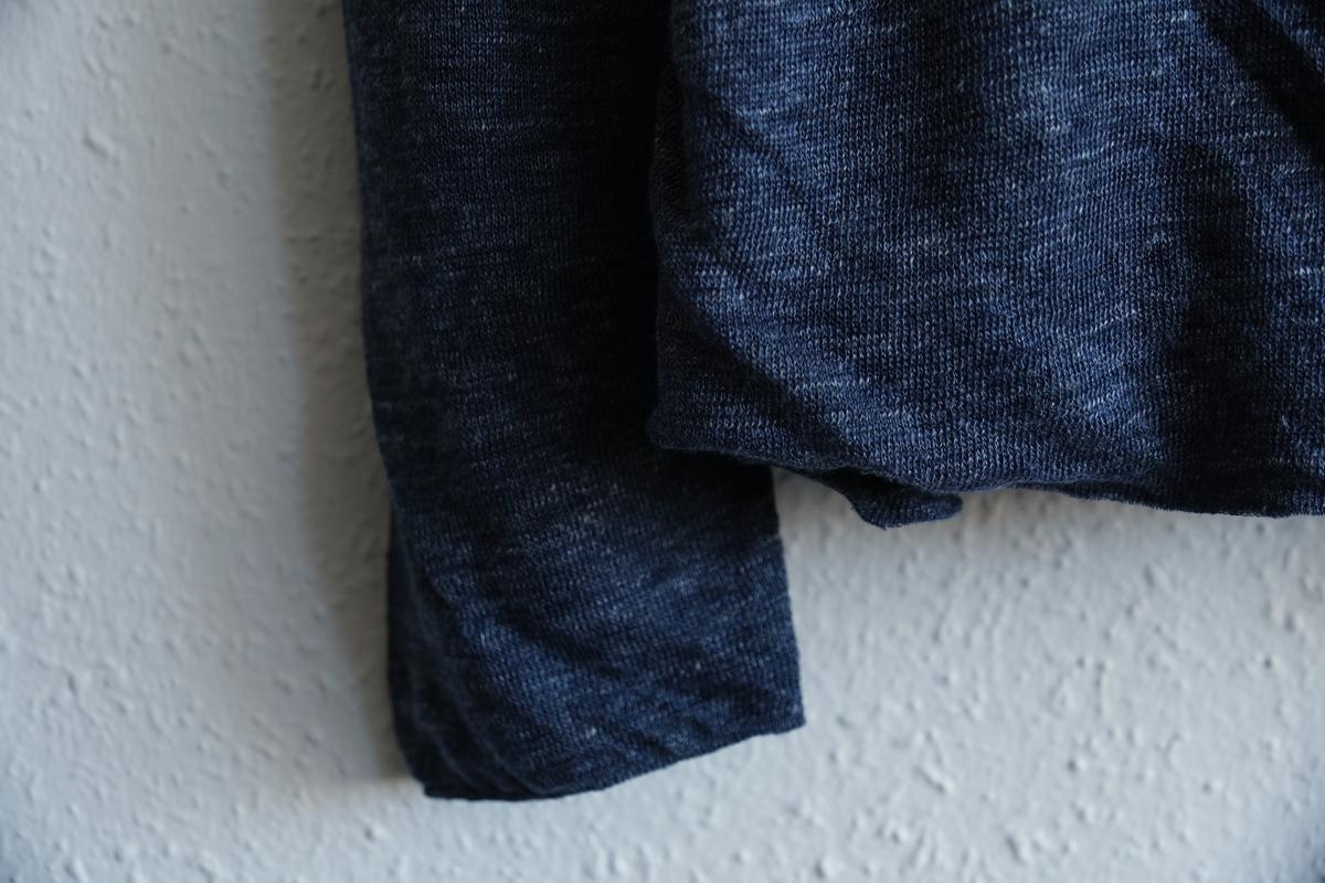 リネンニット タートルネック長袖二重プルオーバー｜メンズ｜ダークネイビー