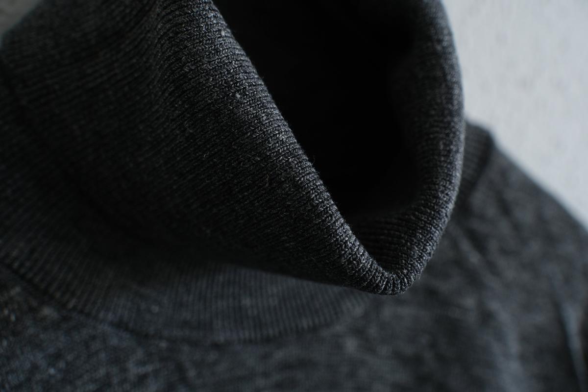 リネンニット タートルネック長袖二重プルオーバー｜メンズ｜チャコール