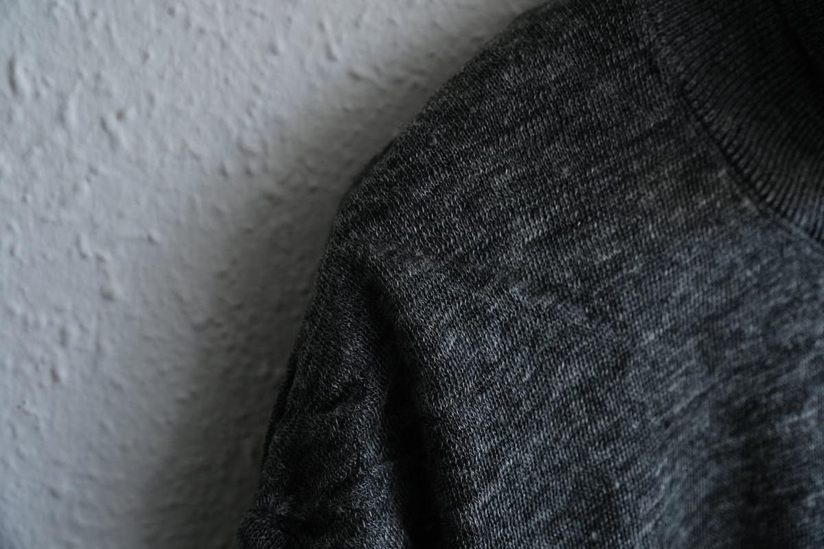 リネンニット タートルネック長袖二重プルオーバー｜メンズ｜チャコール