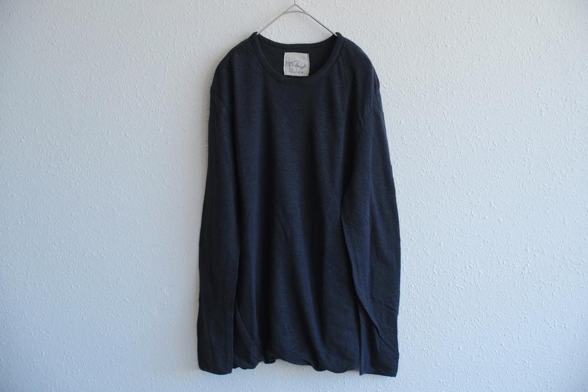 リネンニット 長袖二重プルオーバー｜メンズ｜スレート