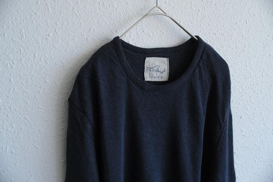 リネンニット 長袖二重プルオーバー｜メンズ｜スレート