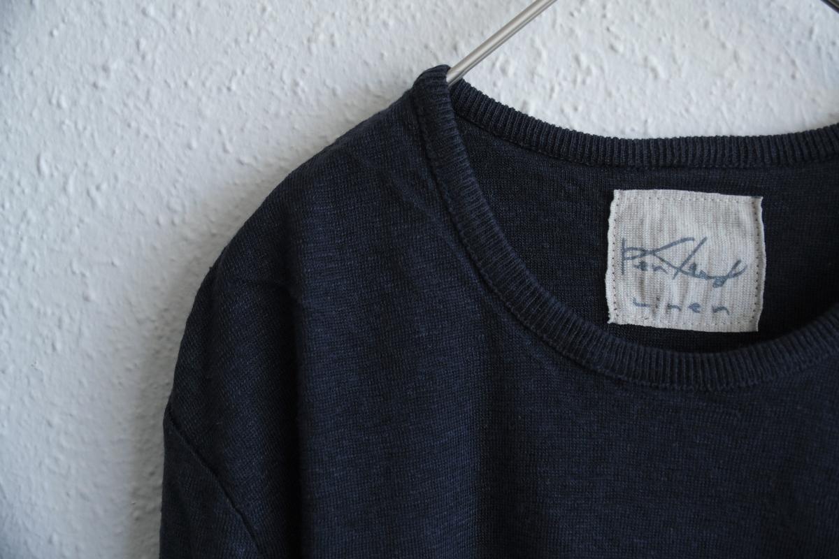 リネンニット 長袖二重プルオーバー｜メンズ｜スレート