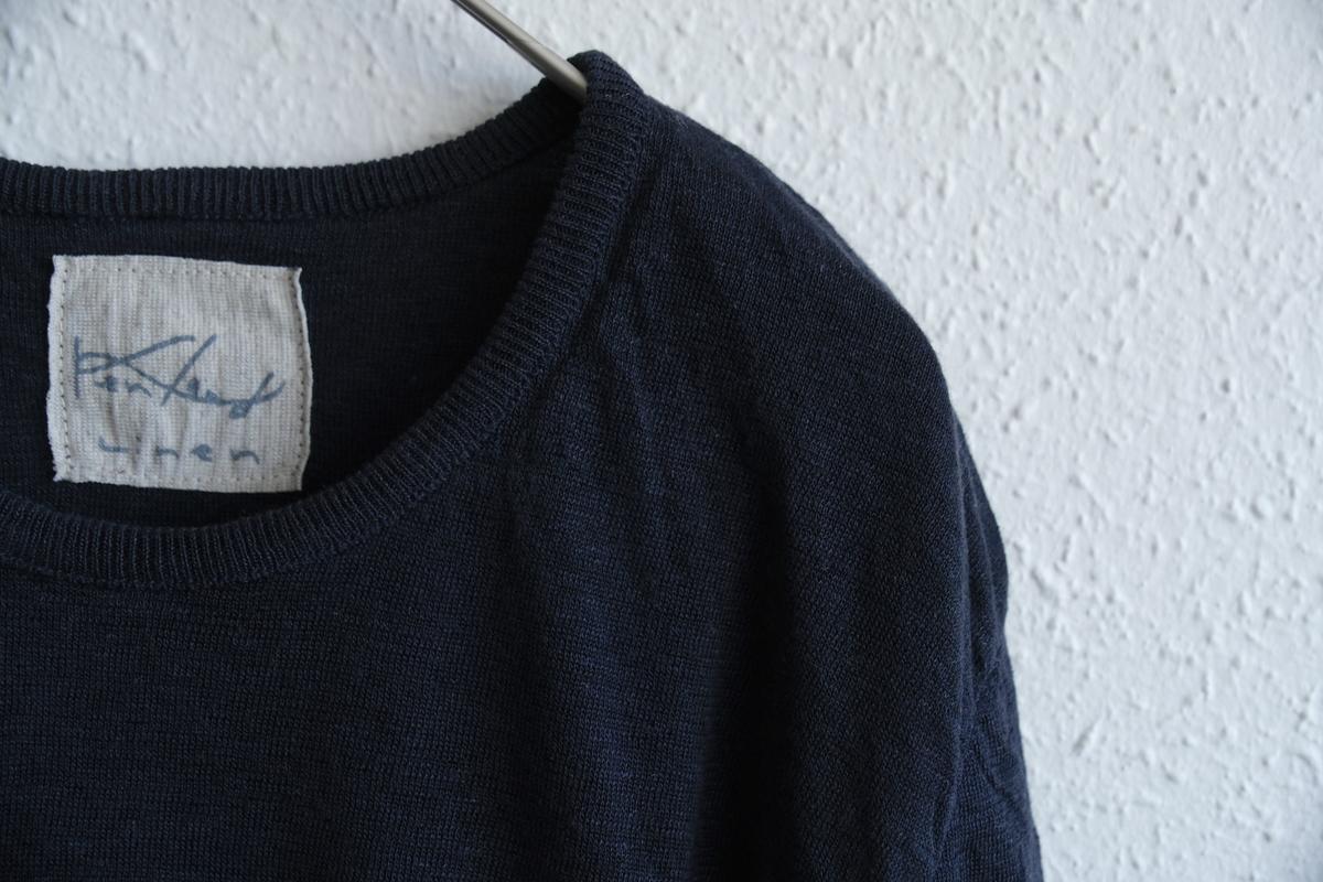 リネンニット 長袖二重プルオーバー｜メンズ｜スレート