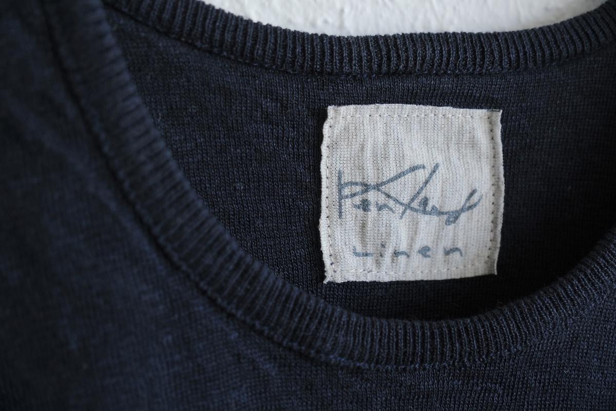 リネンニット 長袖二重プルオーバー｜メンズ｜スレート