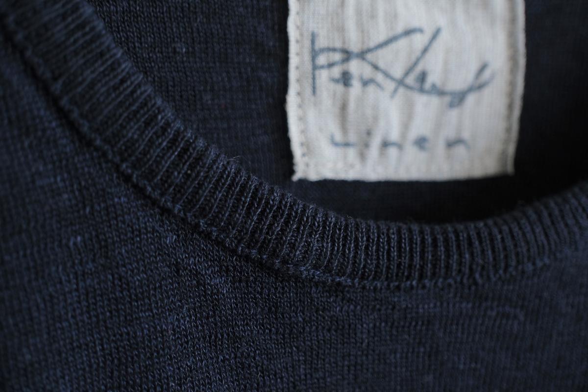 リネンニット 長袖二重プルオーバー｜メンズ｜スレート