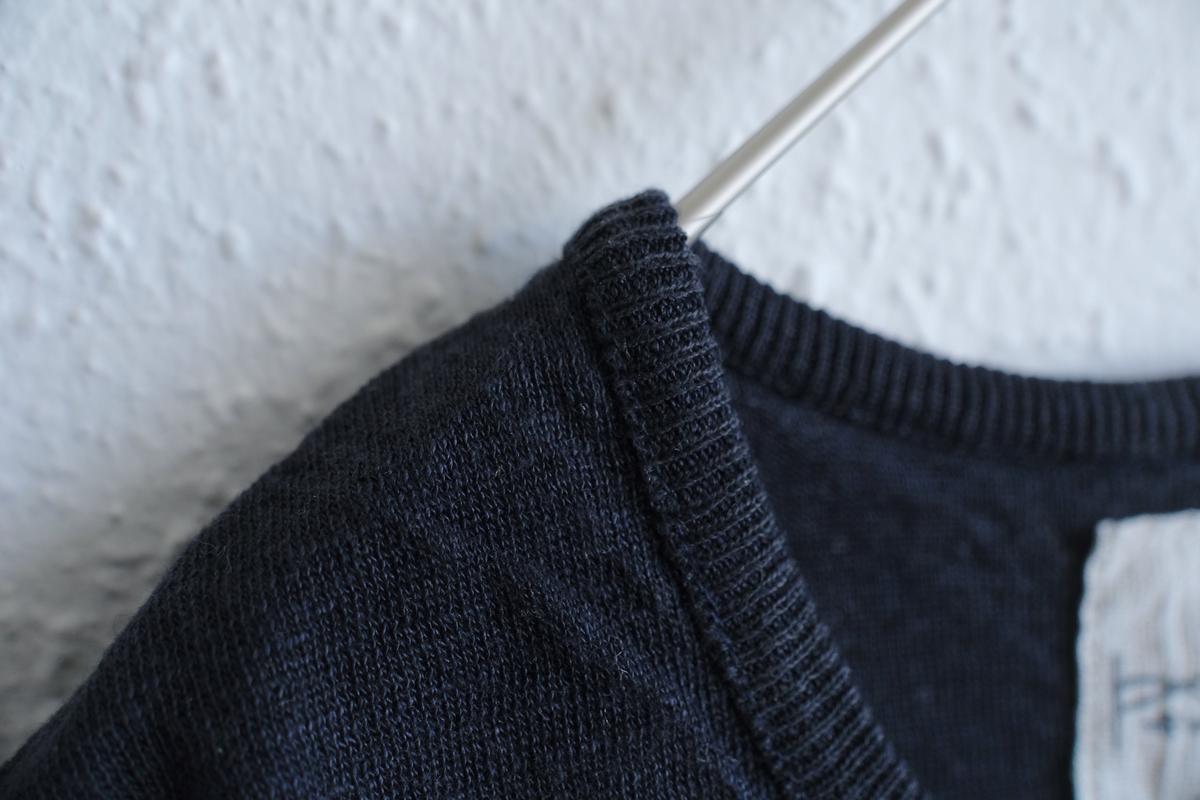 リネンニット 長袖二重プルオーバー｜メンズ｜スレート