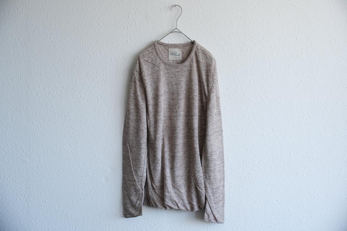 リネンニット 長袖二重プルオーバー｜メンズ｜Mブラウン