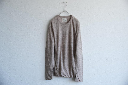 リネンニット 長袖二重プルオーバー|メンズ|Mブラウン