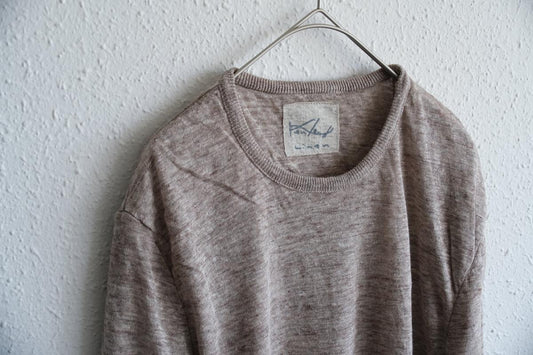 リネンニット 長袖二重プルオーバー｜メンズ｜Mブラウン