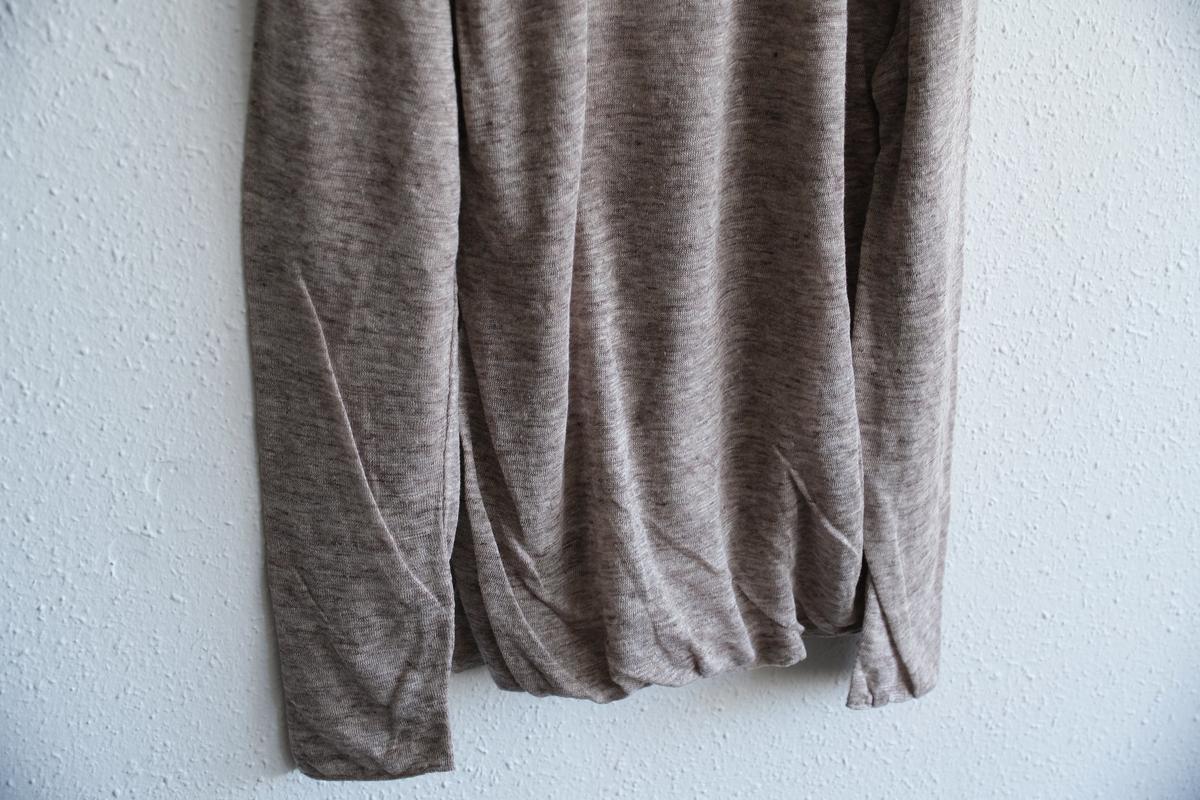 リネンニット 長袖二重プルオーバー｜メンズ｜Mブラウン