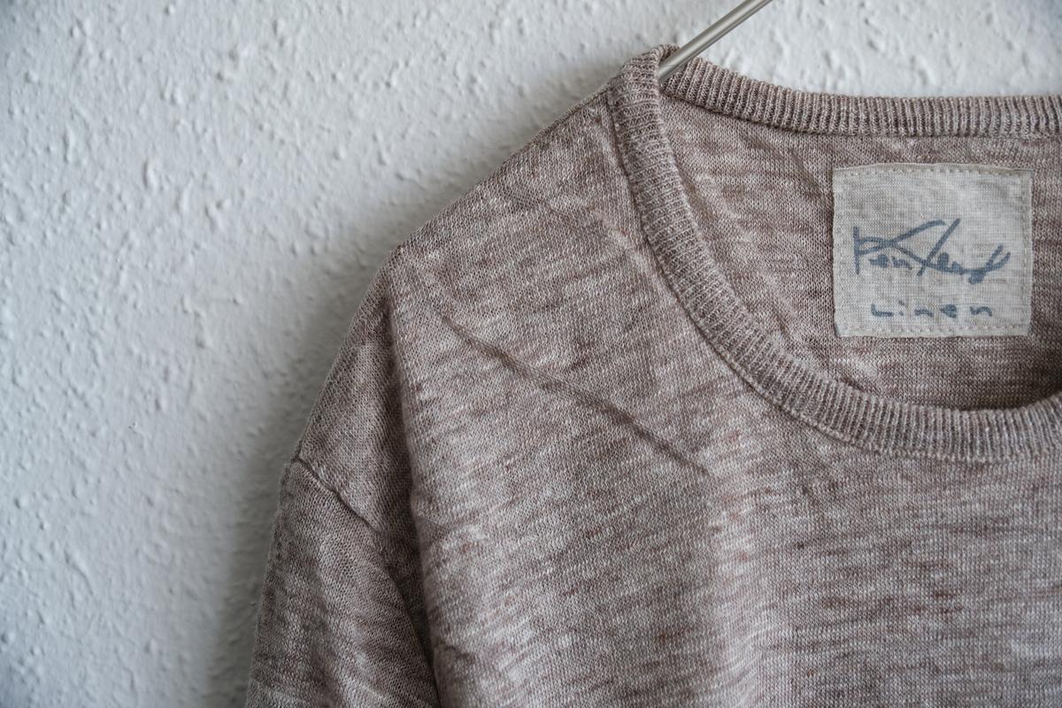 リネンニット 長袖二重プルオーバー｜メンズ｜Mブラウン