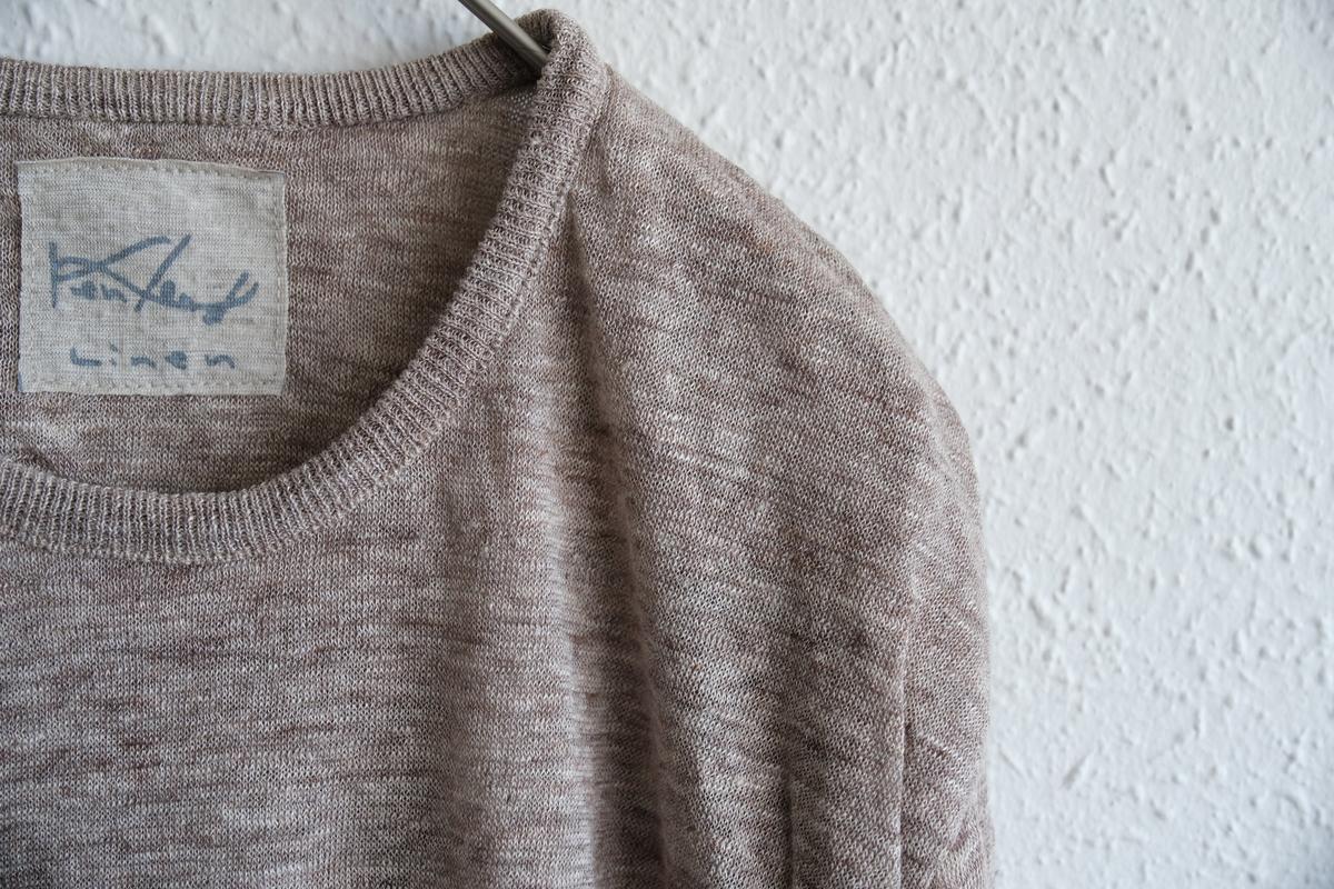 リネンニット 長袖二重プルオーバー｜メンズ｜Mブラウン