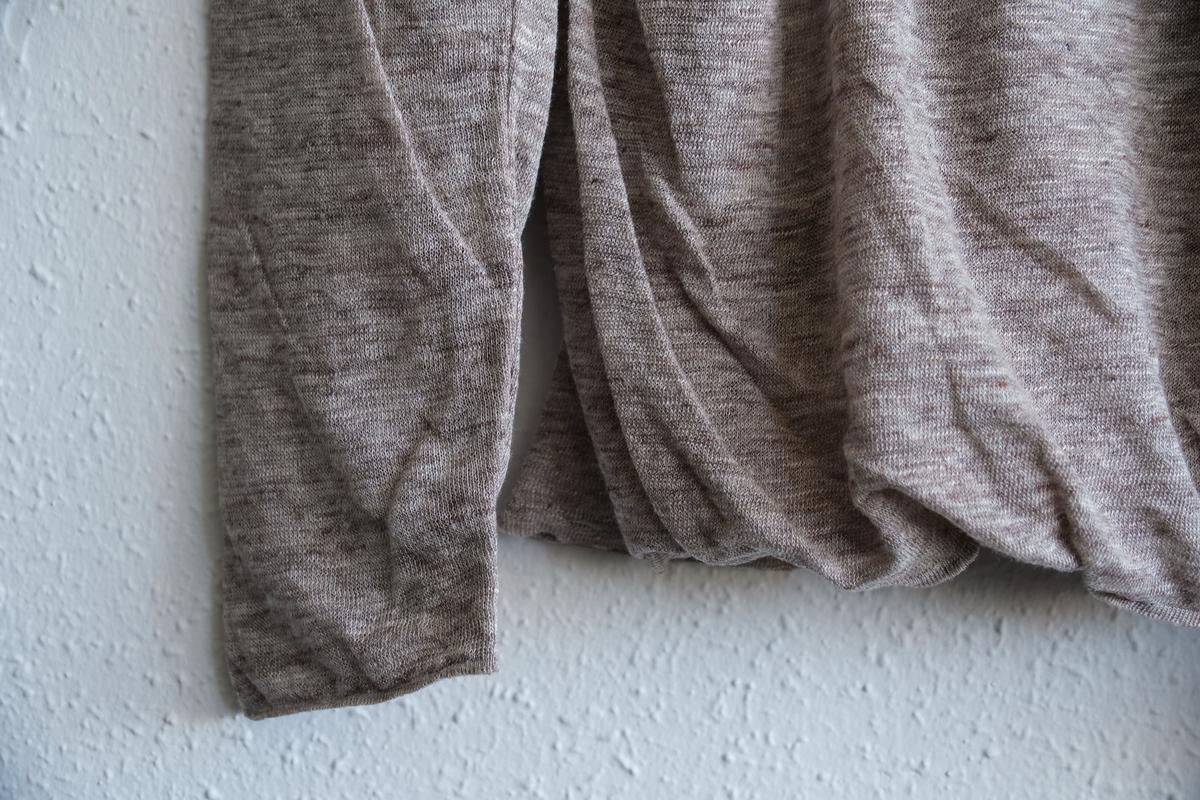 リネンニット 長袖二重プルオーバー｜メンズ｜Mブラウン