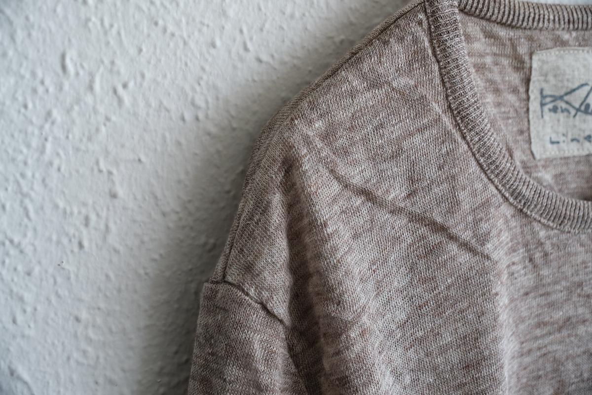 リネンニット 長袖二重プルオーバー｜メンズ｜Mブラウン